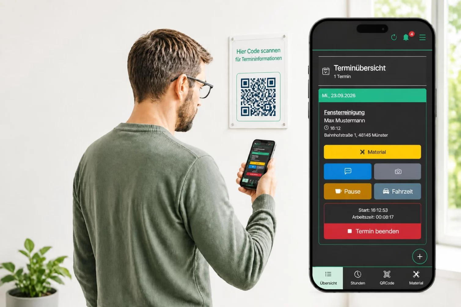 Zeiterfassung mit QR Code hell
